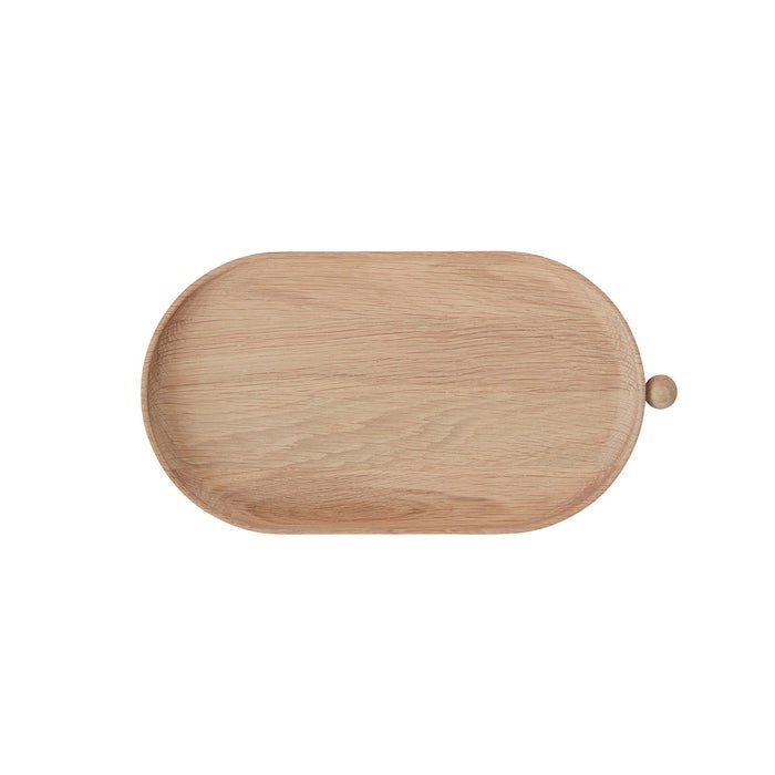 Wooden oval tray on a white background