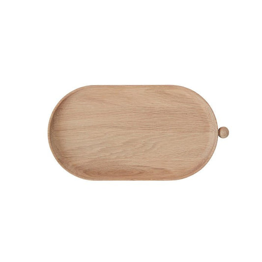 Wooden oval tray on a white background