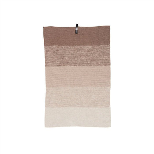 Gradient kitchen towel with brown to beige color transition on a white background