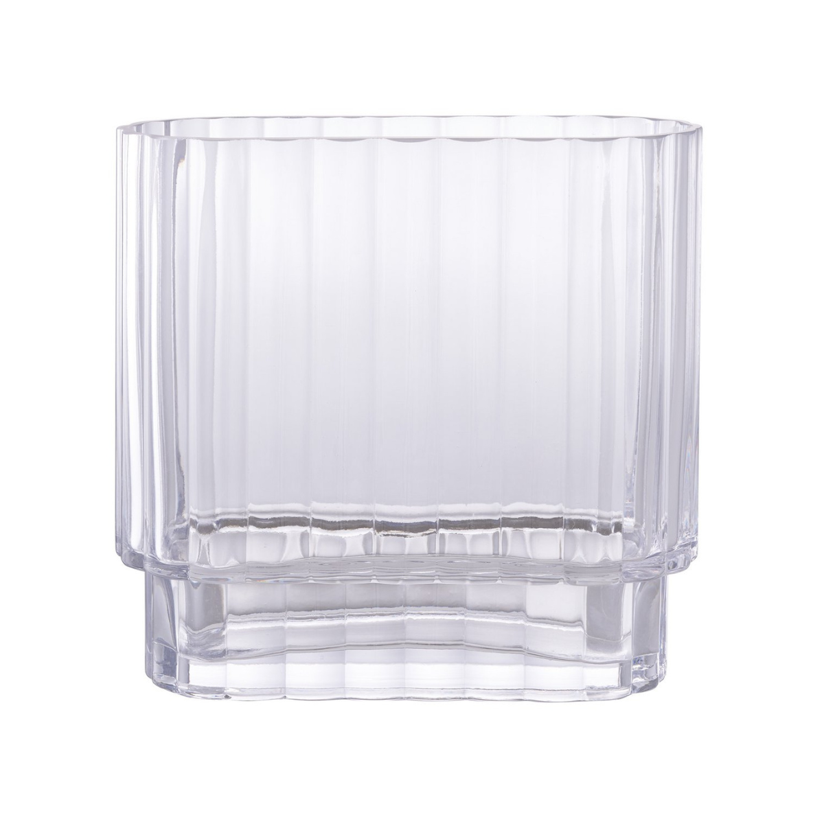 Clear glass vase on a white background