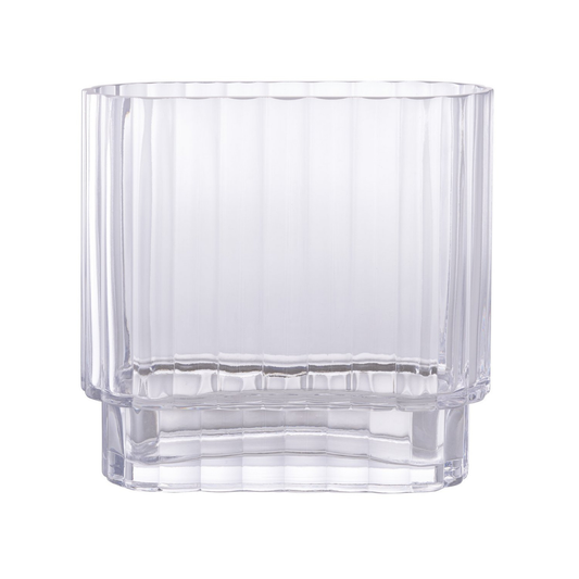 Clear glass vase on a white background