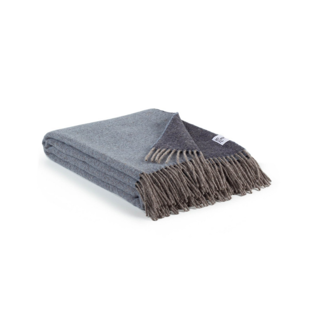 blue reversible wool throw blanket