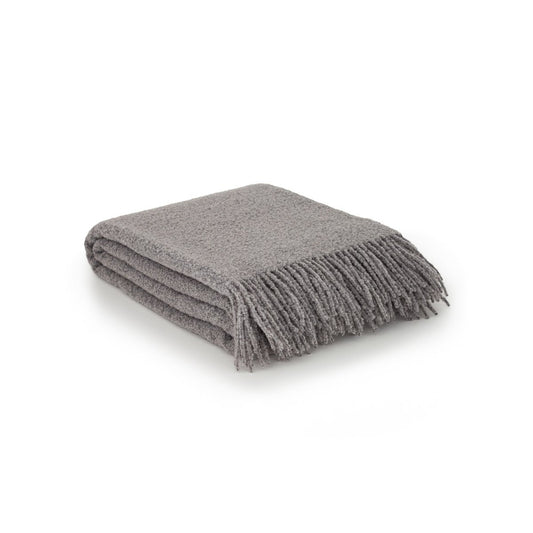 Wool bouclé throw PARIS - Grey