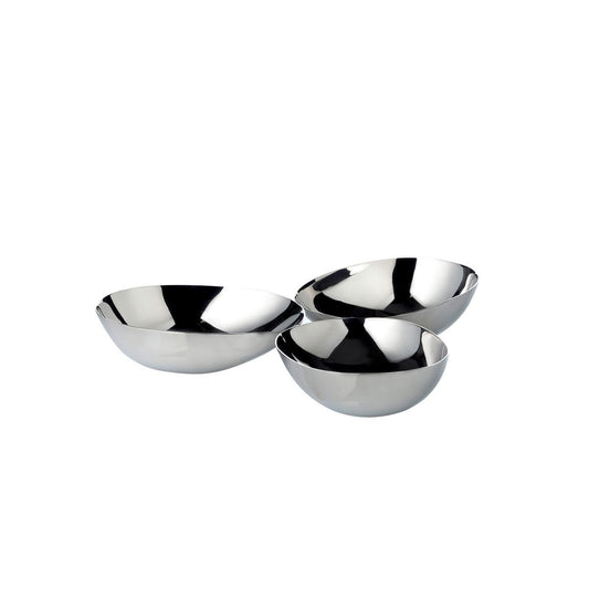Triple bowl polished stainless steel