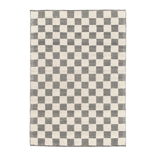 Soft handmade wool and cotton plaid rug