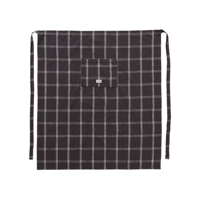 Black and white checkered apron on a white background