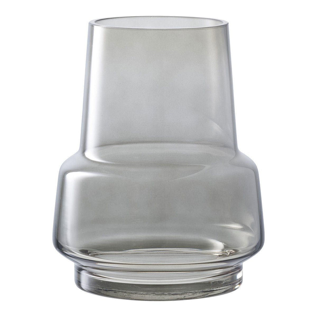smoked grey glass vase on a white background