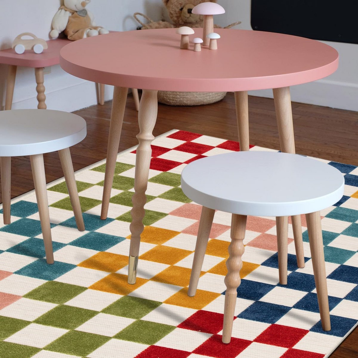 Multi colour tile rug