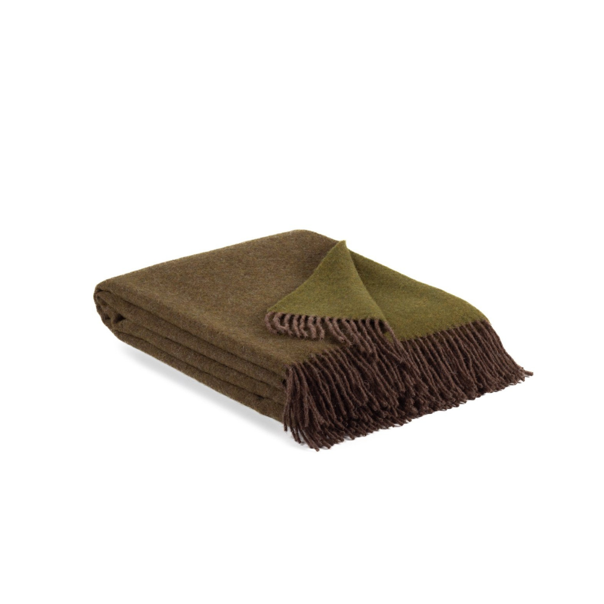 dark green wool throw blanket on white background