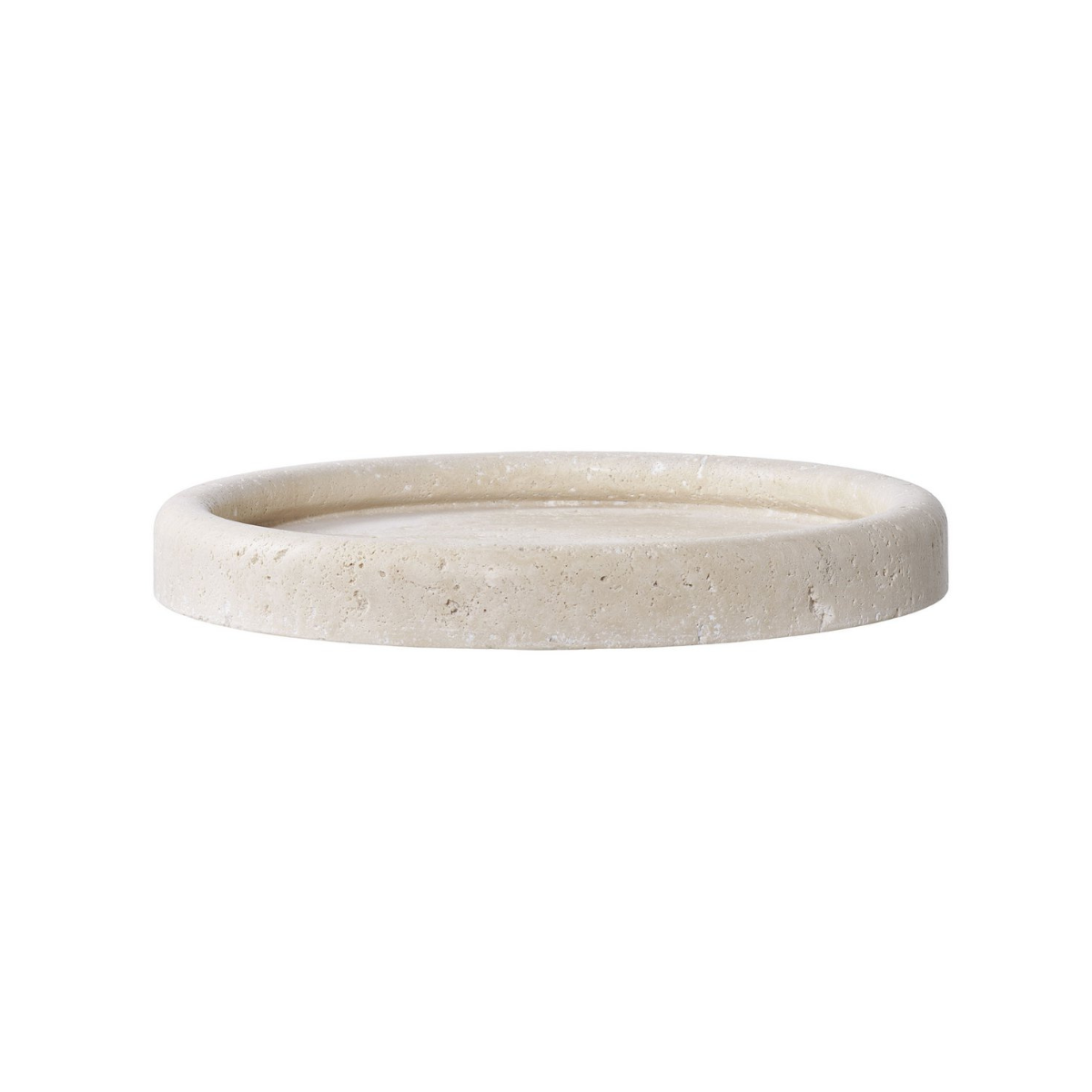 travertine round tray in white background