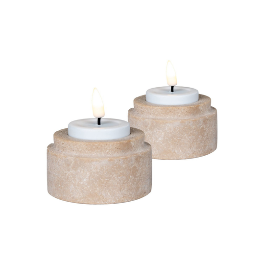 travertine tealight candle holders house nordic on white background